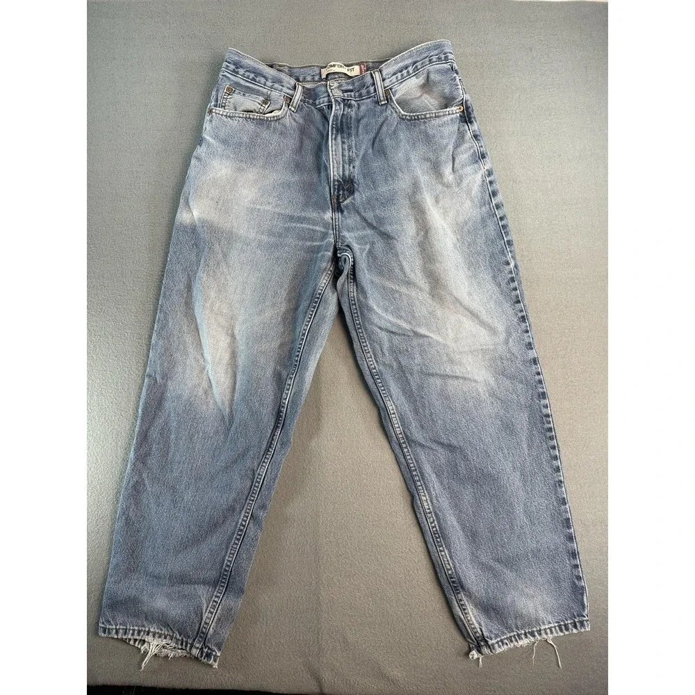 Levis 560 Jeans Mens 38x30 Blue Light Comfort Fit Relaxed Tapered Distressed Y2K